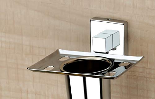Image of iSTAR Stainless Steel Wall Mounted Square Shape Tumbler Holder for Bathroom and Wash Basin Toothbrush Holder with Chrome Finish