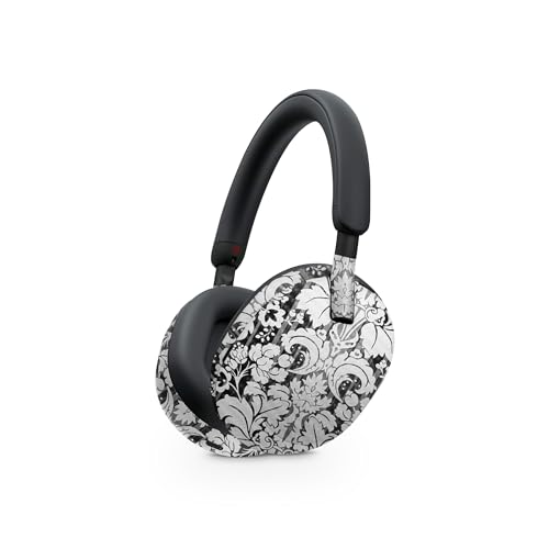 Image of MightySkins Carbon Fiber Skin Compatible with Sony WH-1000XM5 Headphones - Floral Retro | Protective, Durable Textured Carbon Fiber Finish | Easy to Apply