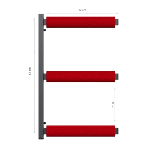 QLS Wandhalterung Werkstattregal Holzregal Wandbefestigung Wandmontage Garage Keller 3 Ebene Rot