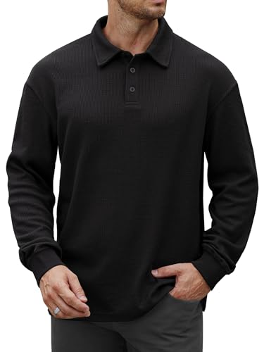 VOGSTART Men's Simple Popular Shirts Comfortable Holiday Pullover Collared Lightweight