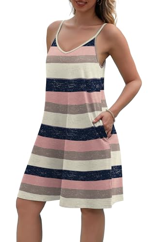 Image of SAMPEEL Summer Dresses Spaghetti Strap Flowy Cami Dresses Sundresses Cover Ups