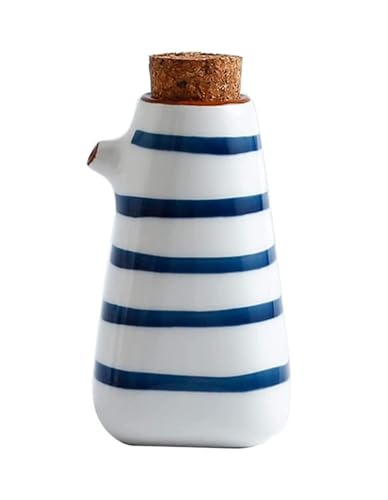 Juego de dispensador de aceite y vinagre de cerámica con tapones de corcho para cocina, botella de aceite esencial para el hogar