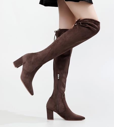 VenusCelia Women's Charlotte OverKnee Stretchy Boot4