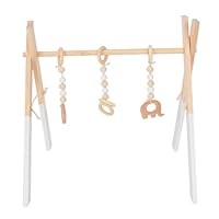 Wooden Baby Play Gym - Hanging Gym Toys for Newborns, BabyGym Toy Play Arch Activity Center, with 3 Hanging Sensory Toys, Wooden Frame, for Nursery Room, Living Room 45x37.5x47.5cm