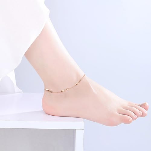 Image of WINNICACA 925 Sterling Silver Anklets for Women Adjustable Beaded Butterfly Opal Anklet Bracelet Foot Chains Jewelry Gifts for Women Beach Birthday Christmas Gift