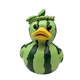 Estatua de pato y fruta del dragón de la serie Whimsical Watermelon Duck Statue Ornaments Home Desktop Decor (pato sandía)