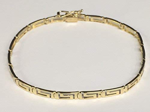 Rci 14K Gold Fashion Greek Key Cut Out Open Bar Link 7.25" Bracelet 4Mm 5Grams #TOP3