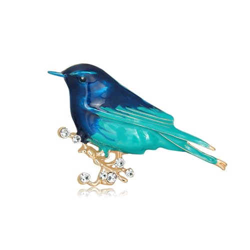 Image of coadipress Colorful Birds Brooch Pins Crystal Rhinestone Branch Bird Brooch Cute Enamel Animal Magpie Hummingbird Pin Fashion Jewelry Accessories Gifts