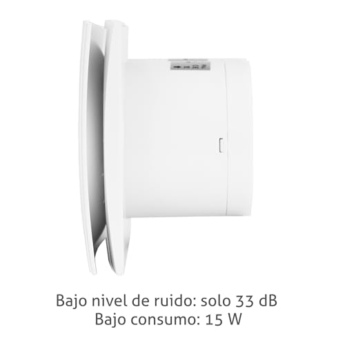 Miniatura 4 de Turbionaire Ring 100 Sw Aspirador, Doble Aspiración Perimetral Y Frontal, 100 Mm, Blanco Mate, Estándar Para Baño, Cocina, Válvula Antirretorno, Protección Ipx4, Silencioso