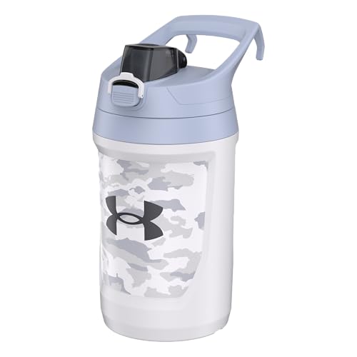 Image of Under Armour 32 oz Insulated Water Bottles - Sports Water Jug with Fence Hook, Leak Resistant for Baseball, Football & More, 32 oz Insulated, White Woodland