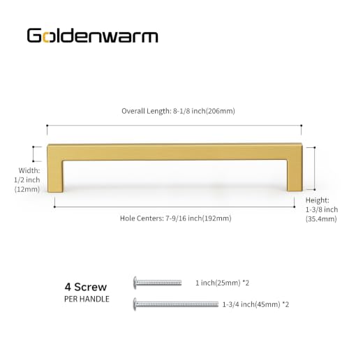 Goldenwarm 10 Pack Gold Cabinet Handles 7-1/2 in Brushed Brass Drawer Pulls by Goldenwarm - Used condition - Image 3