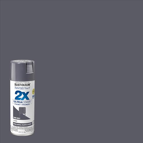 Image of Rust-Oleum Painter's Touch 2X Ultra Cover Spray Paint, Gloss Dark Gray | Indoor and Outdoor Surfaces (Metal, Wood, Plastic), Fast Dry, Durable, Sprays from Any Angle, Comfort Tip, Oil Based