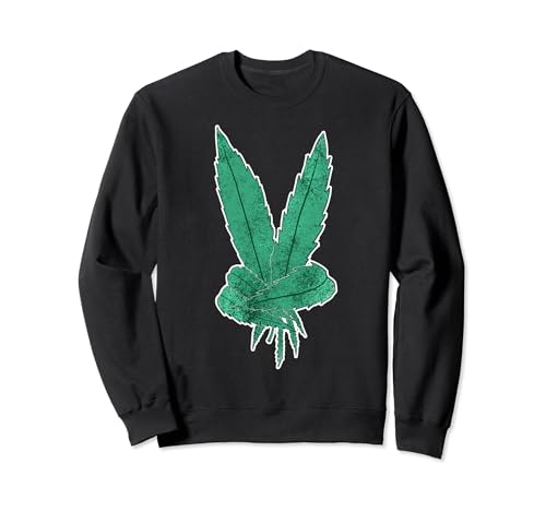 Marihuana Peace Sign Arte Gráfico Cáñamo Pot Hoja Verde Ardiente Sudadera