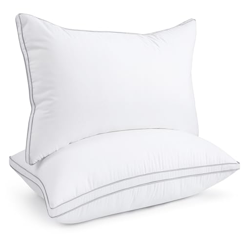 viewstar Pillows Queen Size Set of 2, Hotel Quality, Down Alternative Gusseted Bed Pillows for Side, Back, or Stomach Sleepers, White, 19