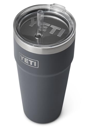 YETI Rambler Trinkhalmbecher, Vakuumisoliert, Edelstahl mit Strohhalm-Deckel, Charcoal, 26 oz (769 ml)2