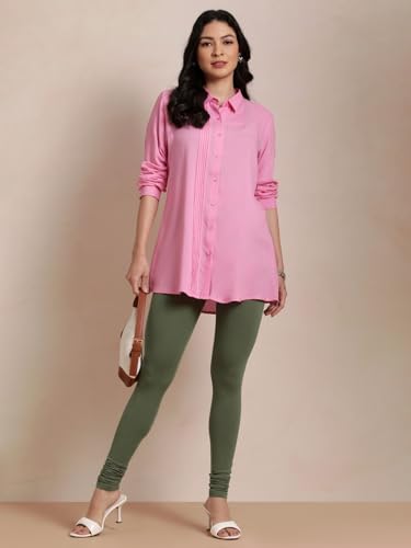 Image of TWIN BIRDS Tailored Cut and Classic Fit Super Stretchable Elastane Fabric Churidar Leggings for Women