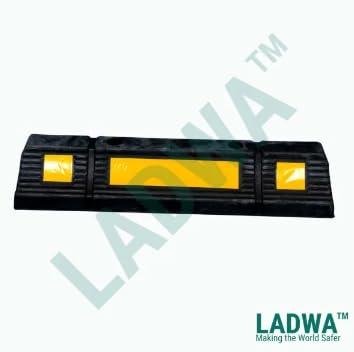 Image of LADWA Rubber Parking Stopper for Garage Floor with White Reflective Tape Block Car Wheels as Parking Aid and Stops The Tires (600 mm, Black) Pack of 10