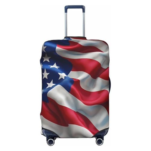 American Independence Day Elastic Travel Luggage Cover, Washable Spandex Suitcase Protector, Anti-Scratch Fits 18-32 Inch