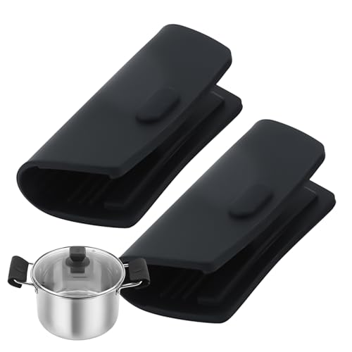 Juego de 2 protectores de mango antiquemaduras y funda aislante antideslizante alargada de 8,5 cm para bandeja de horno y sartén