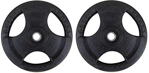 Image of Kobo 2.5 Kg (31 mm) Fitness Rubber Coated Tri-Grip Plate & Integrated Metal Grip Rubber Weight Plates - Sold in Pairs (Imported)