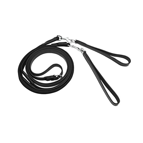 Unbekannt Horka Equestrian Leder Schlaufzügel Webband eine Schleife Starke Qualität Training Aid, schwarz/Silber