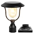 Solar Lamp Post Light, 3000K Dusk to Dawn Aluminum Solar Lamp Post with Pier Mount Base, Solar Post Lights Outdoor Waterproof, Decorative Lamp for Garden, Patio, Landscape Pole Pillar