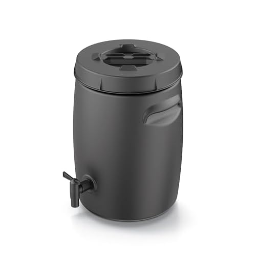 Fass zur Herstellung von organischem Dünger - 25 Liter - Kunststoff Dünger Tank 42 x 29 cm anthrazit - Kompost Behälter Düngerfass Flüssigdünger Jauche Herstellung aus Garten- und Wiesenpflanzen