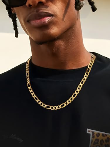 ChainsPro Silver/Gold/Black Figaro Chain for Men Women, Men Necklace Chains, 4/6/9/13 mm, 14-30inch Stainless Steel Necklaces Hip Hop Chain- Send Gift Box2