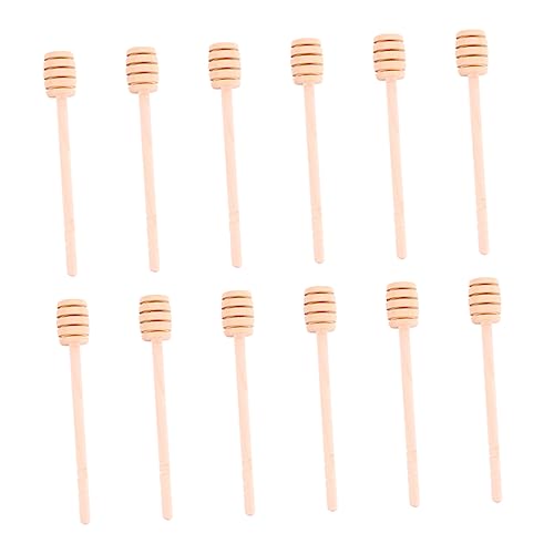 Healifty 12Pcs Honey Dipper Sticks Kitchen Stirring Rods with Ergonomic Handle Reusable Honey Spoon for Syrup Great Baking Enthusiasts