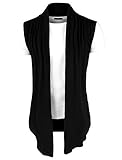 uxcell Men's Father's Day Ruffle Shawl Collar Lightweight Vest Drape Cape Black Sleeveless Cardigan 42
