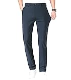 LUSHENUNI Men's Golf Pants Slim High Stretch, Ice Silk Dress Pants with Expandable-Waist...