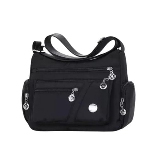 Bolsa Transversal Feminina Média, 10 Bolsos, Resistente, Elegante para Passeio (Preto)