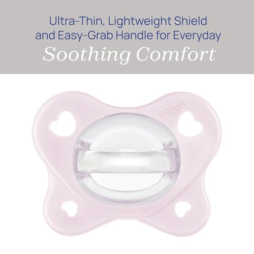 Image of Chicco PhysioForma Dual Soft Orthodontic Pacifier for Babies 2-6 Months, 100% Soft Silicone, Supports Breathing, One-Piece Design, Included Sterilizing Case, BPA Free, 2-Pack, Pearl /Ballet Slipper