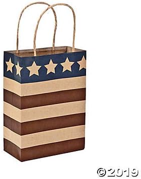 Miniatura 2 de Fun Express Bolsas de regalo de papel Americana USA de 6 12 x 9 pulgadas, 12 piezas, ideales para el Día de los Caídos, 4 de julio, Día de los