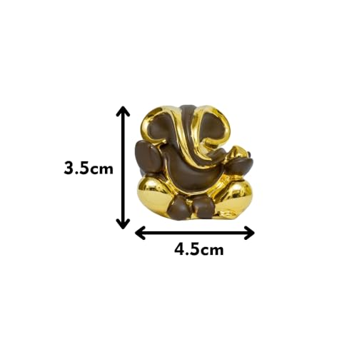 Image of Gold Plated Kripalu Ganesha 01| Ganpati Idol for Car Dashboard, Office Desk & Home Temple, Travel | Divine Blessings & Prosperity | Height 1.7 Inch