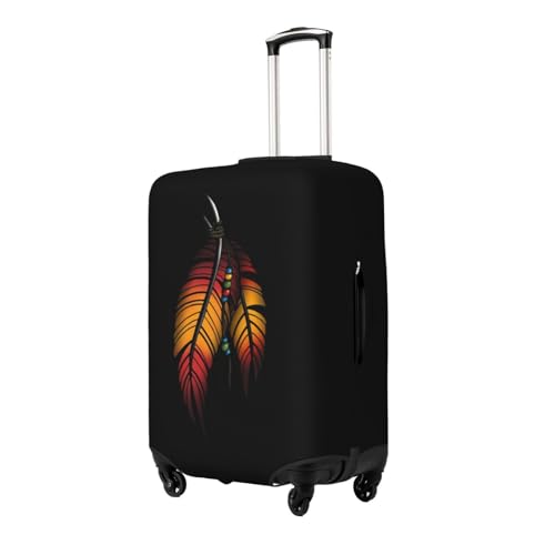 Native American Feather Travel Luggage Cover Suitcase Protector Fits 18-32 Inch Luggage, X-Large, Black2