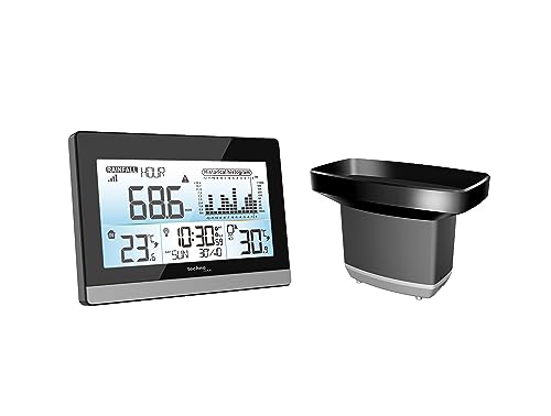 Technoline WS9016 - Pluviómetro con Monitor de Lluvia con Temperatura Interior y Exterior, radiocontrol, historial de Lluvia