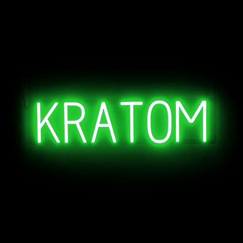 Image of SpellBrite LED Neon KRATOM Sign for Business - Green, 26 inch x 6 inch | Ultra-Bright Click-Together Signage for Smoke Shops, with Visibility from 500 Feet - 8 Animations, 6 Brightness Settings