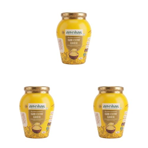 Image of Anveshan A2 Gir Cow Ghee Bilona Method 1Liter, Traditional Bilona Method, Cultured, Immunity Booster, Pure, Natural, Healthy, Fresh, Lactose And Gluten Free (Pack of 3)