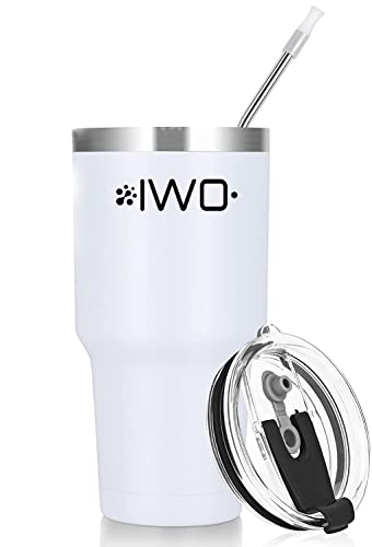 Caneca térmica iwo com tampa e canuto Cerveja gelada ate 8 horas (600 ML/20 OZ, branca)