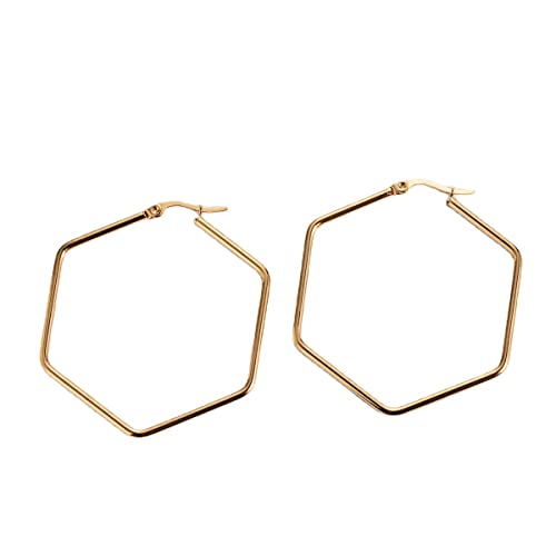 18K Gold Plated Minimalist 316L Titanium Steel Large Hoop Earrings Jewelry
