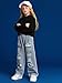 Voxikidio Size 7 8 Years Girls 3PCS Fashion Outfits Set Cropped Hoodie Sweatshirt Cami Top Printed Jeans Fall Winter Clothing Set Black(6-7