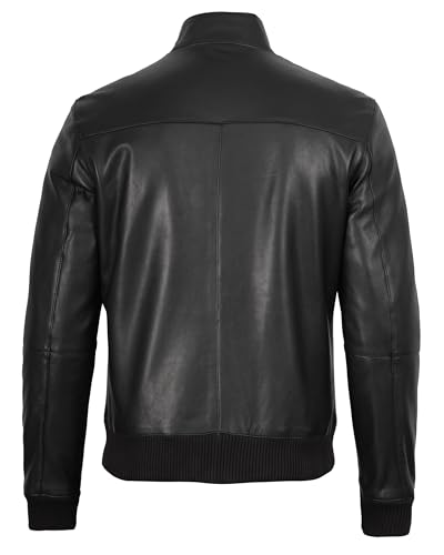 Image of Decrum Bomber Leather Jacket Men - Real Lambskin Casual Leather Jackets for Men with Zip Closure
