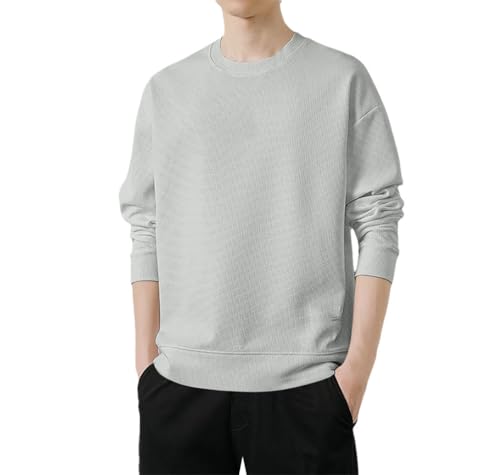 Men’S Casual Pullover Crew Neck Long Sleeve Knit Sweater Loose Oversized Tops Texture Basic Bottoming Clothes