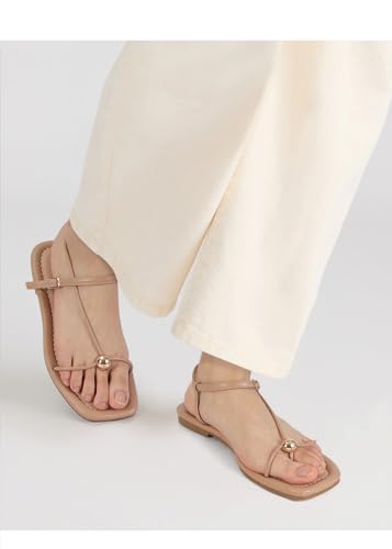 Strappy Flat Sandals for Women Comfortable Open Square Toe Sandals Dressy Beach Thong Flip Flop Slides Sandals3
