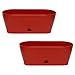 2X Blumenkasten Balkonkasten Pflanztopf für Garten Balkon und Tischdeko mit Wasserauffangschale, für Innen- und Außenbereich Rot