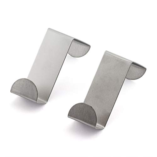 JCBIZ 2 Pack Over The Door Hooks Stainless Steel Seamless Nail-Free Bathroom Kitchen Z Shape Back Door Hook Rack Hanger Organizer Silver (Fit for Thickness: Less Than 1.8cm/4cm)