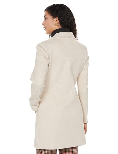 Image of Qube By Fort Collins Women's Semi-Long Tweed Coat with Knitted Finish - Elegant Winter Outerwear for Casual and Formal Looks