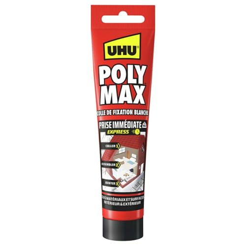 UHU Poly Max - Mastic-Colle Prise Immédiate Séchage Rapide - Pour Coller, Assembler, Jointer - Tous Matériaux ET Surfaces - Intérieur/Extérieur - Sans...