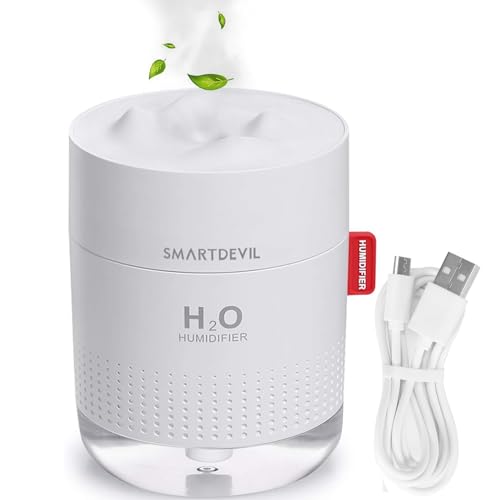 Humidifiers for Home Bedroom 500ML Cool Mist Humidifier, Whisper-Quiet Air Humidifier, USB Desktop Humidifier with Night Light Waterless Auto-Off, for Baby Bedroom, Nursery, Office, Gym, Yoga